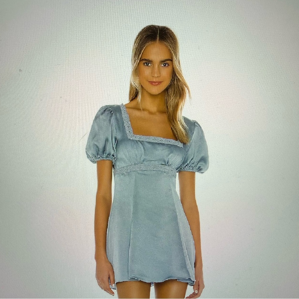 Blue Puff Sleeve Dress